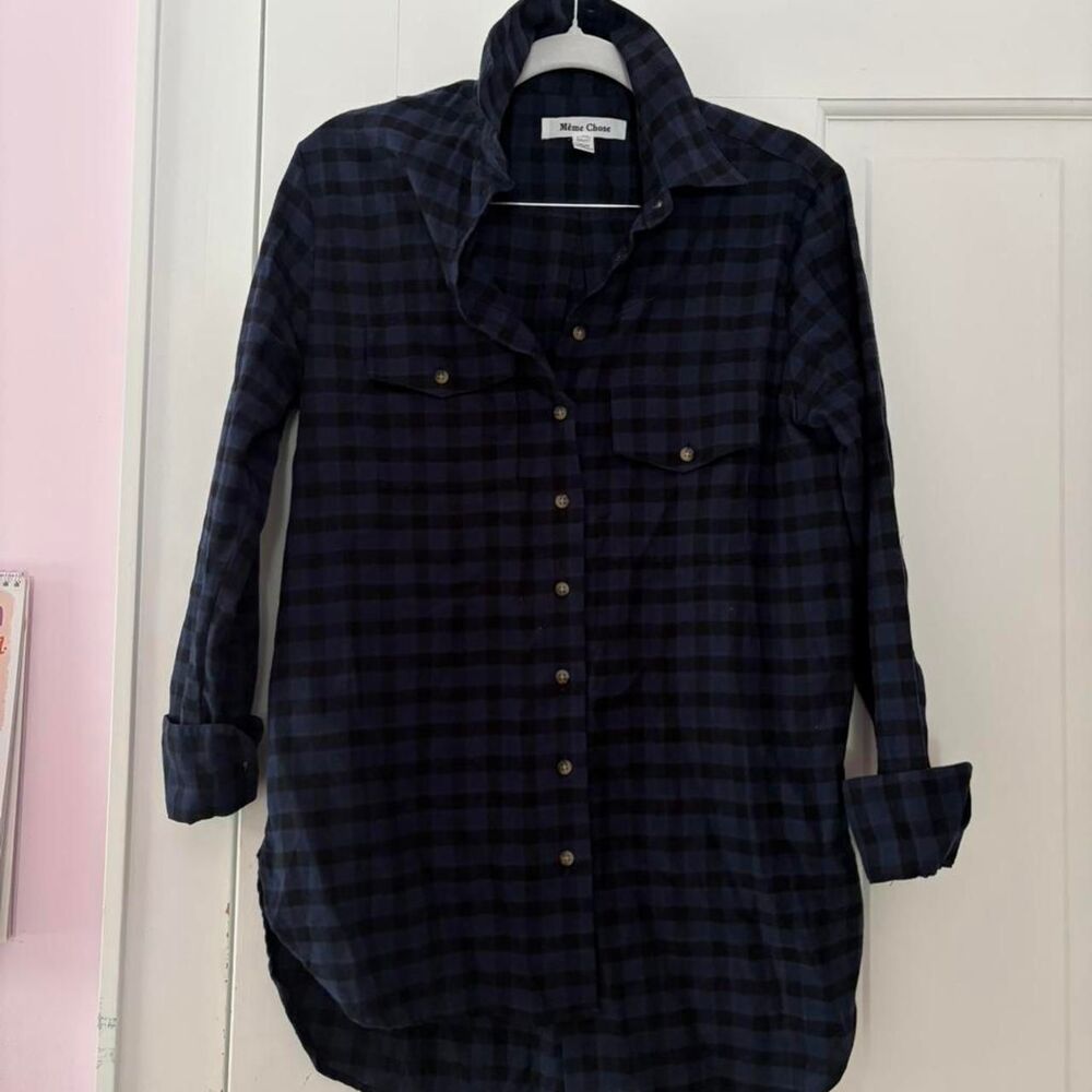 NWOT Women's meme chose 100% cotton cozy blue plaid flannel size 0